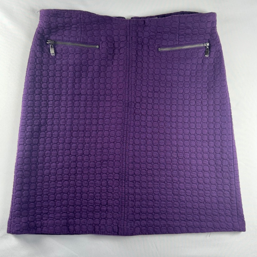 Laundry by Shelli Segal Purple Quilted‎ Honeycomb Mini Skirt size 10 Zip Pockets
